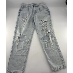 Vintage Sol Light Wash Mom Jeans Size 7 28W High Rise Straight 90 Distressed Y2K
